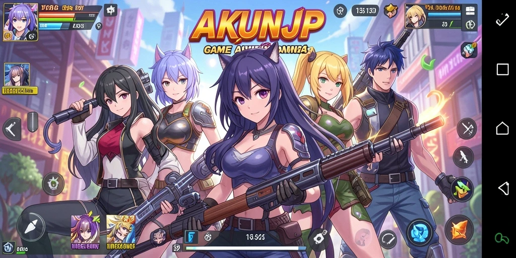Tampilan menarik dari gameplay AKUNJP yang menampilkan pertarungan karakter Anime.