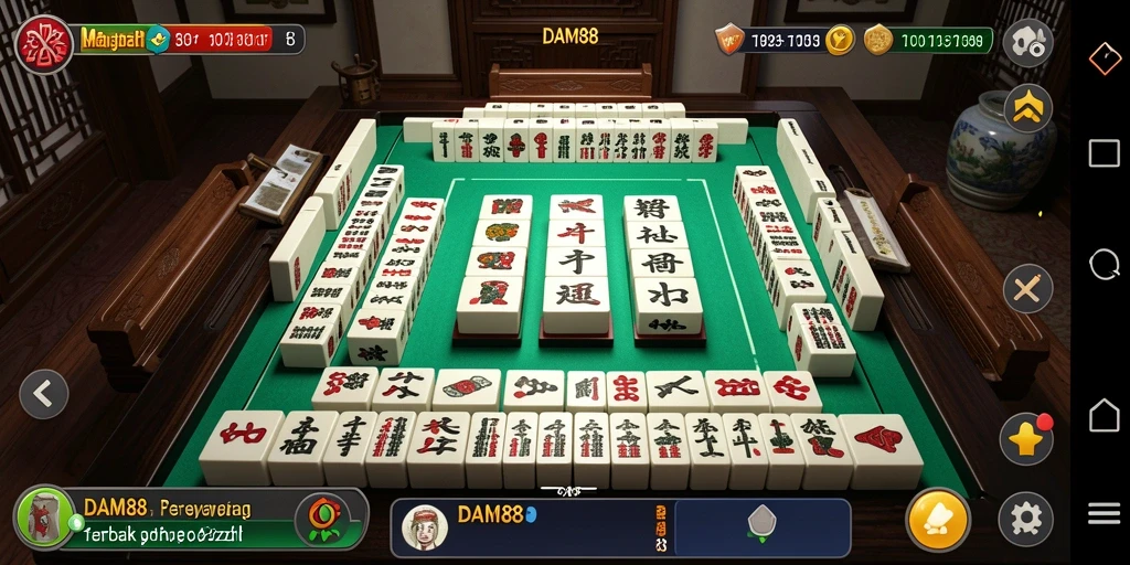 Screenshot gameplay <strong>DAM88</strong> menampilkan suasana permainan Mahjong yang seru.