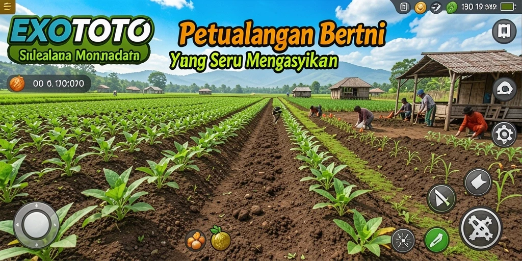 Gameplay menarik di <strong>EXOTOTO</strong> yang menunjukkan pertanian yang seru dan interaktif.