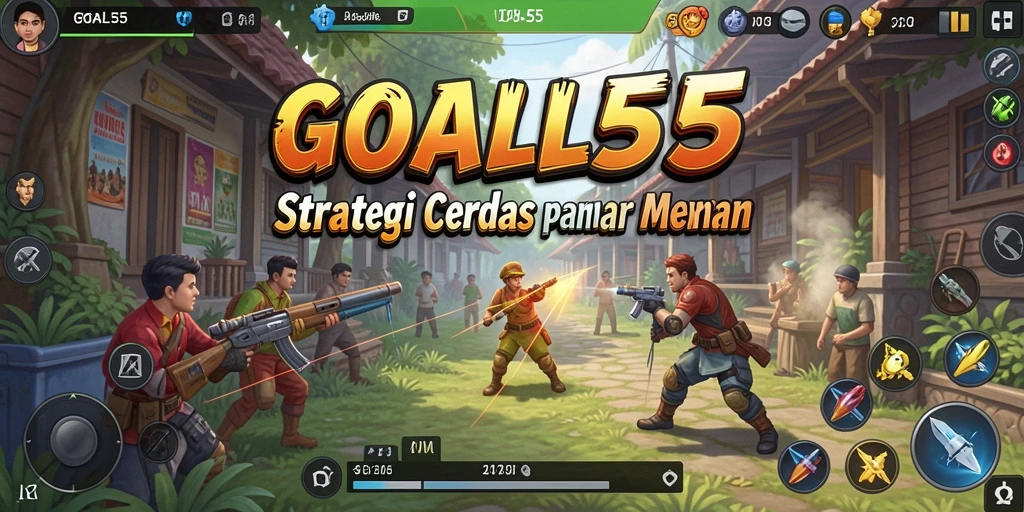 Tampilan gameplay menegangkan dalam permainan strategi GOAL55.