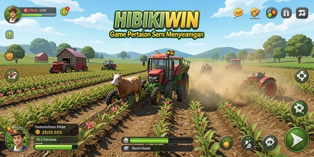 Tampilan gameplay HIBIKIWIN yang memukau dan dinamis dalam pertanian.
