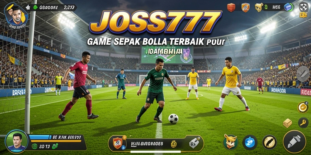Screenshot utama JOSS777 menunjukkan gameplay intens sepak bola.