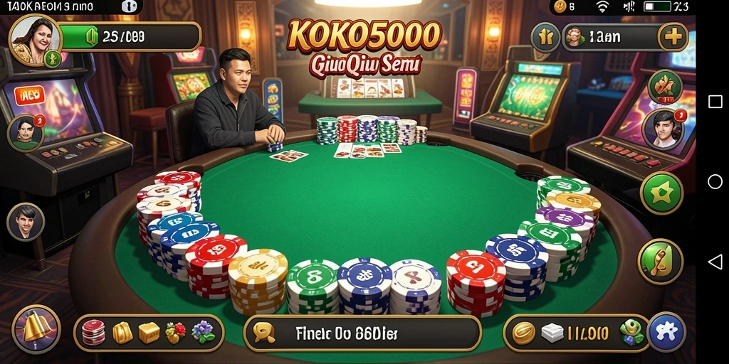 Screenshot gameplay KOKO5000 menampilkan aksi seru QiuQiu.