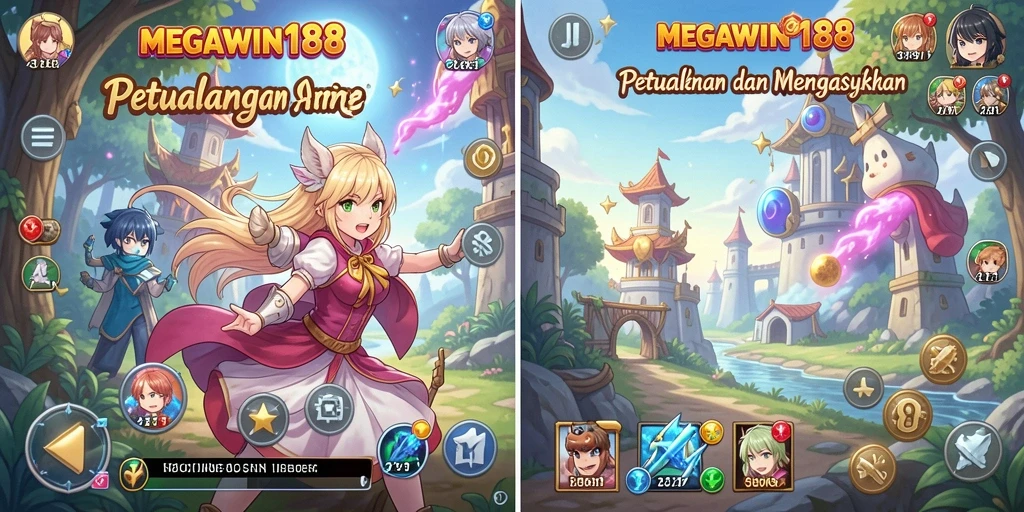 Screenshot MEGAWIN188 menampilkan aksi seru karakter Anime.
