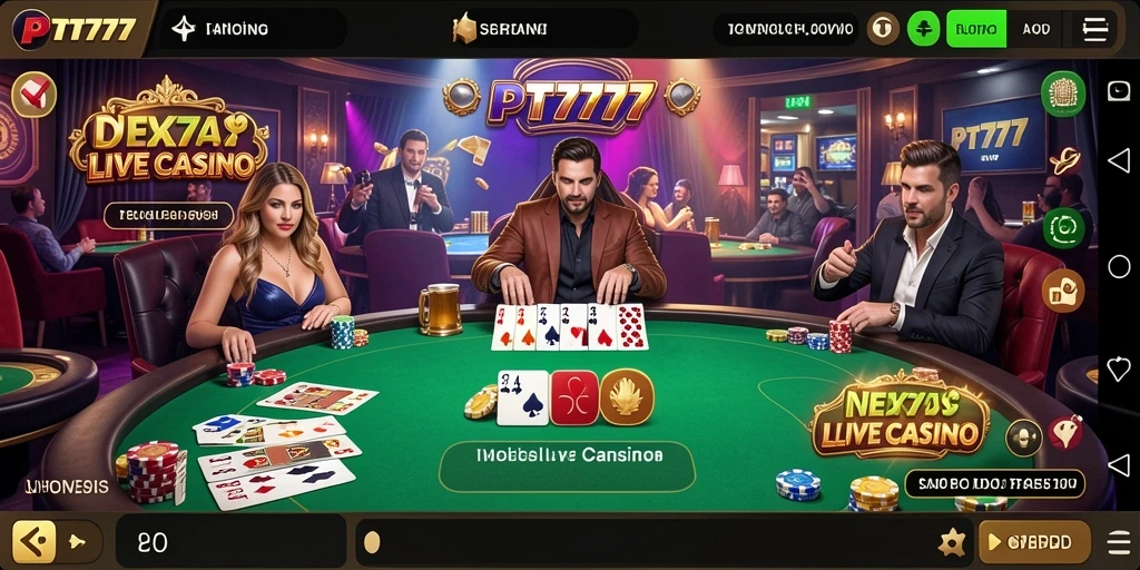 Tampilan gameplay Live Casino PT777 dengan dealer yang profesional dan grafis yang menarik.