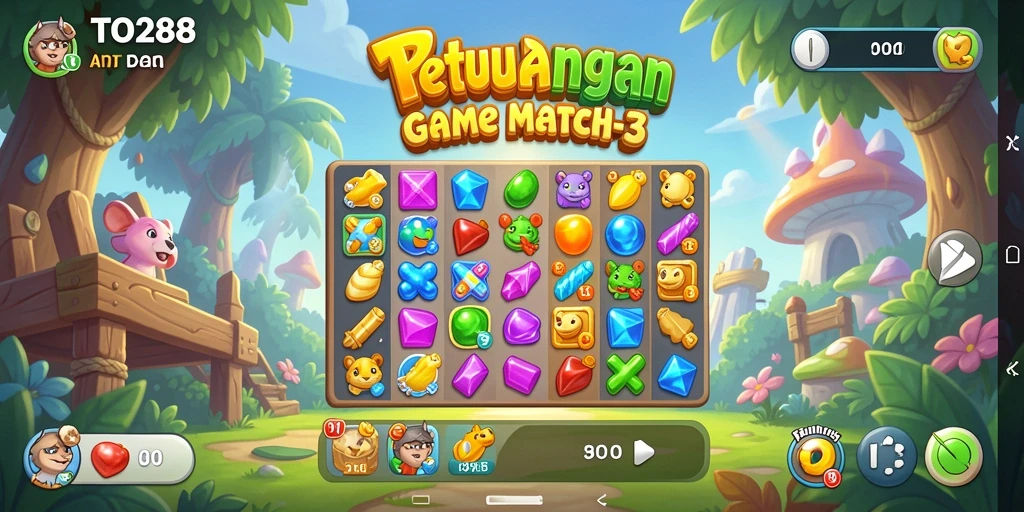 Gameplay Match-3 menarik dengan tantangan seru di TO288.