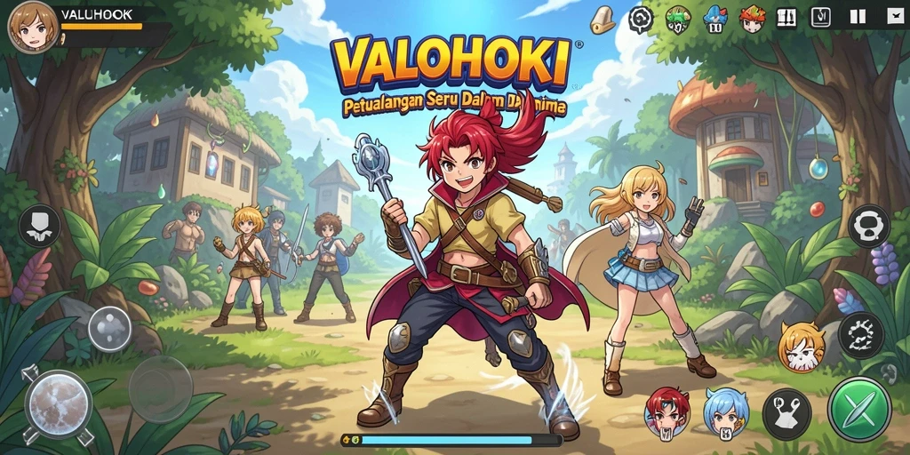 Screenshot utama VALOHOKI menampilkan aksi seru dalam dunia Anime.
